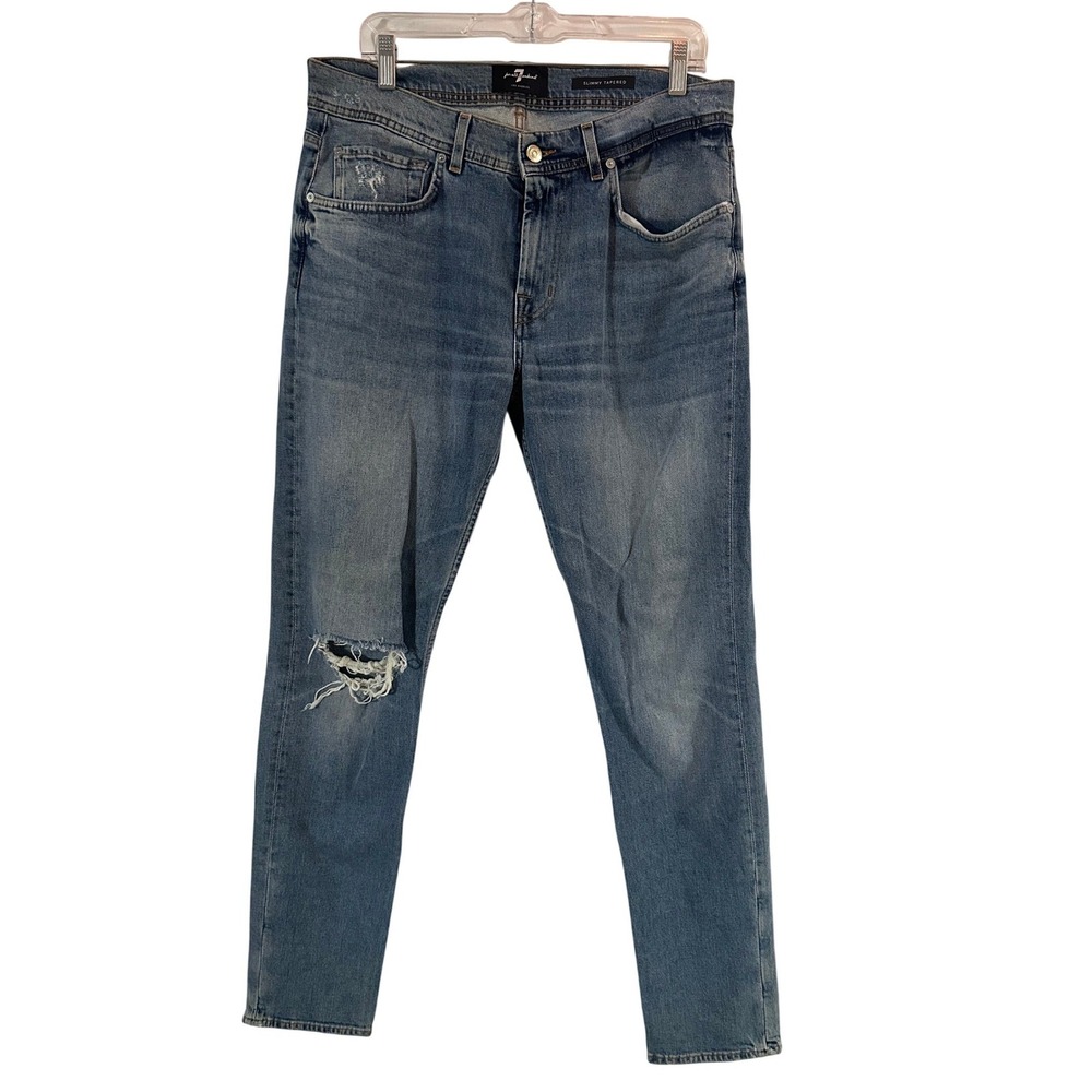7 for All‎ Mankind Mens Slimmy Tapered Distressed Jeans Size 33